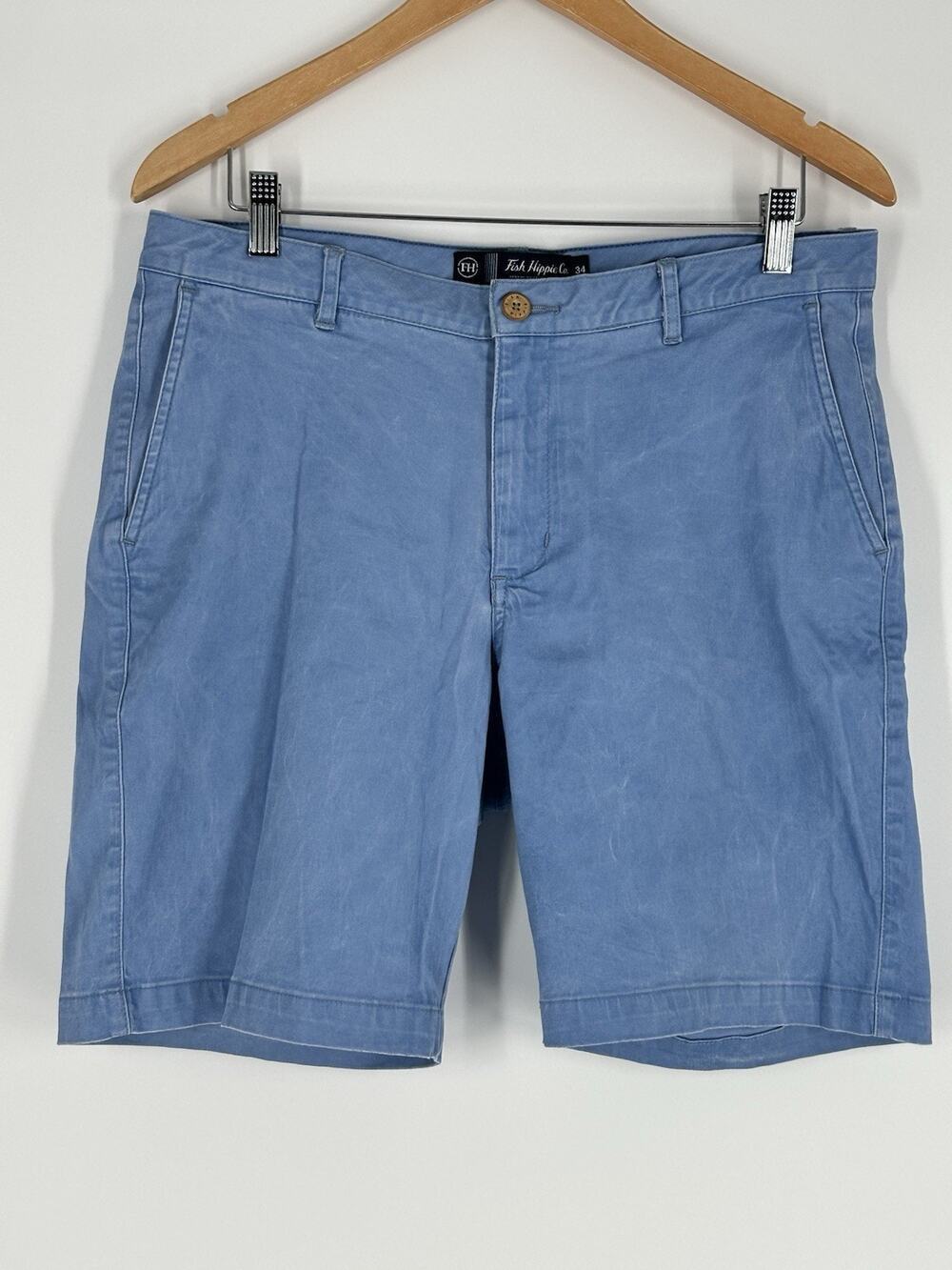 Fish Hippie Co. Balao Shorts Men’s Size 34 Blue Cotton Stretch Casual Chino EUC